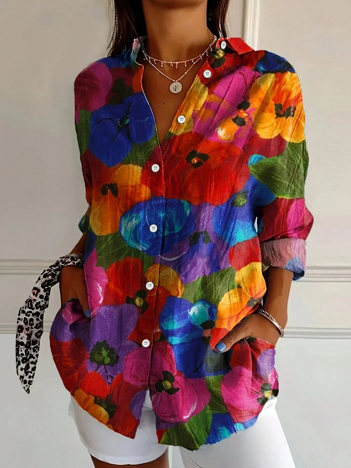 Saskia | Floral Blouse with Button-Down Front for Women