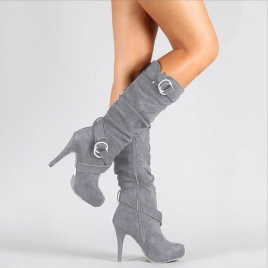 Sophie | Stiletto Knee High Boots with Ring Buckle Straps for Women