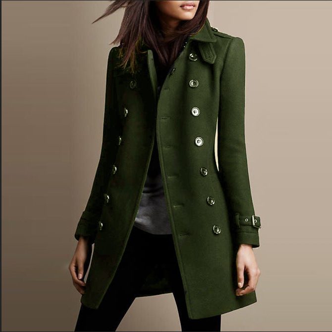 Stevie | Double-Breasted Wool Blend Coat for Women