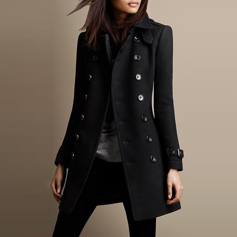 Stevie | Double-Breasted Wool Blend Coat for Women