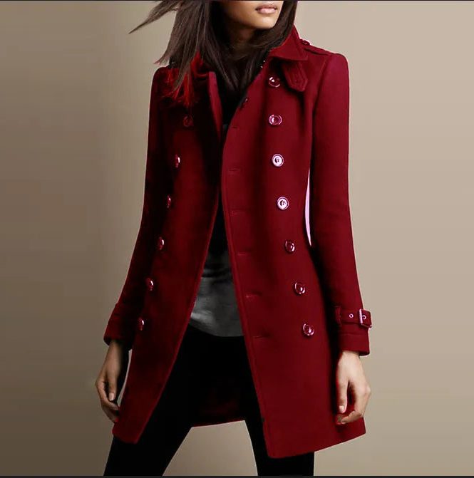 Stevie | Double-Breasted Wool Blend Coat for Women