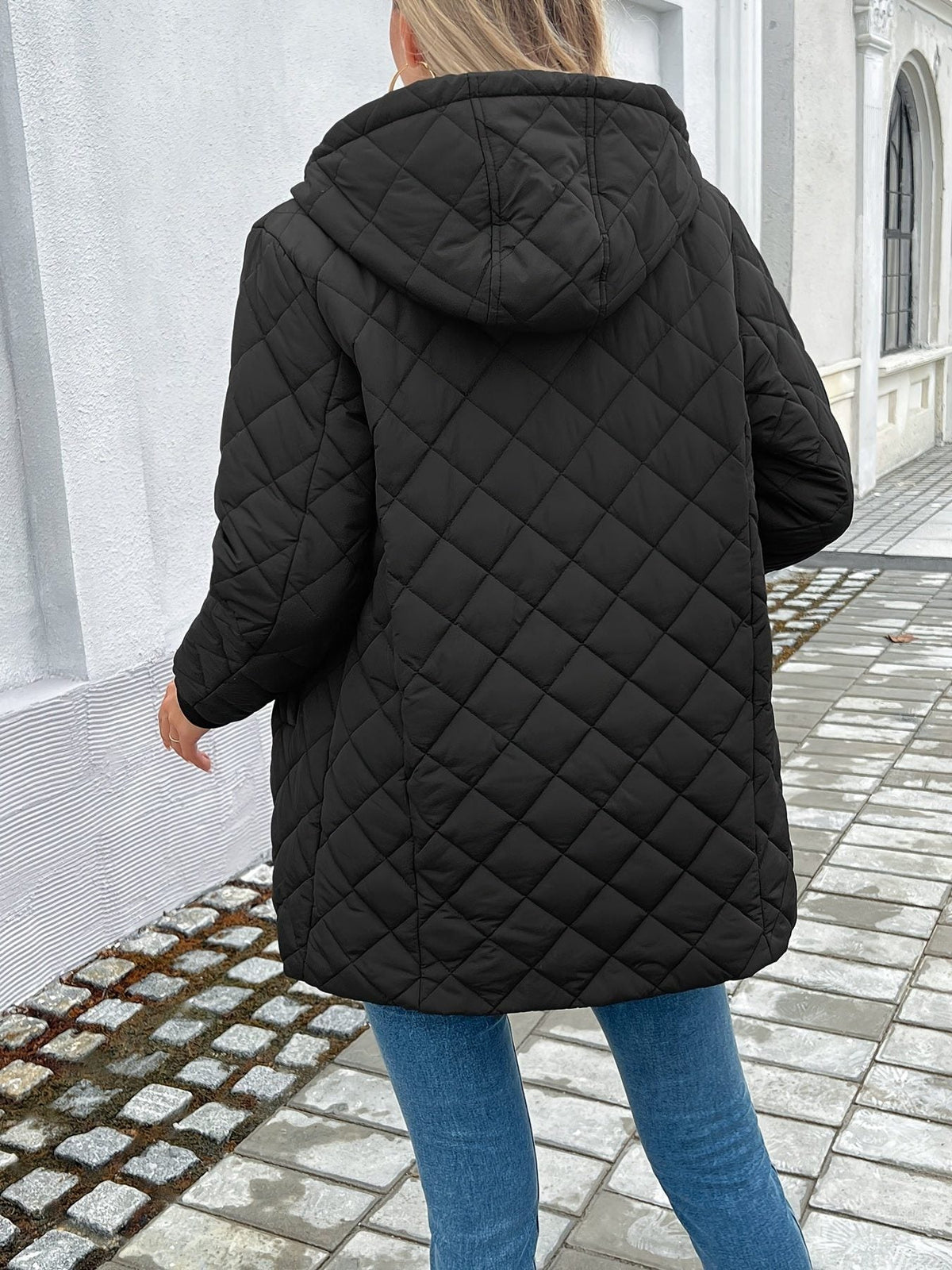 Thaïs | Quilted Longline Puffer Coat with Hood for Women