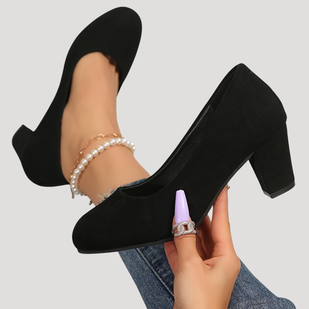 Valentina | Women's Block Heel Court Shoes