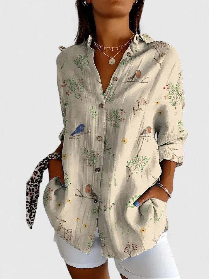 Laila | Button-Down Patchwork Shirt for Women