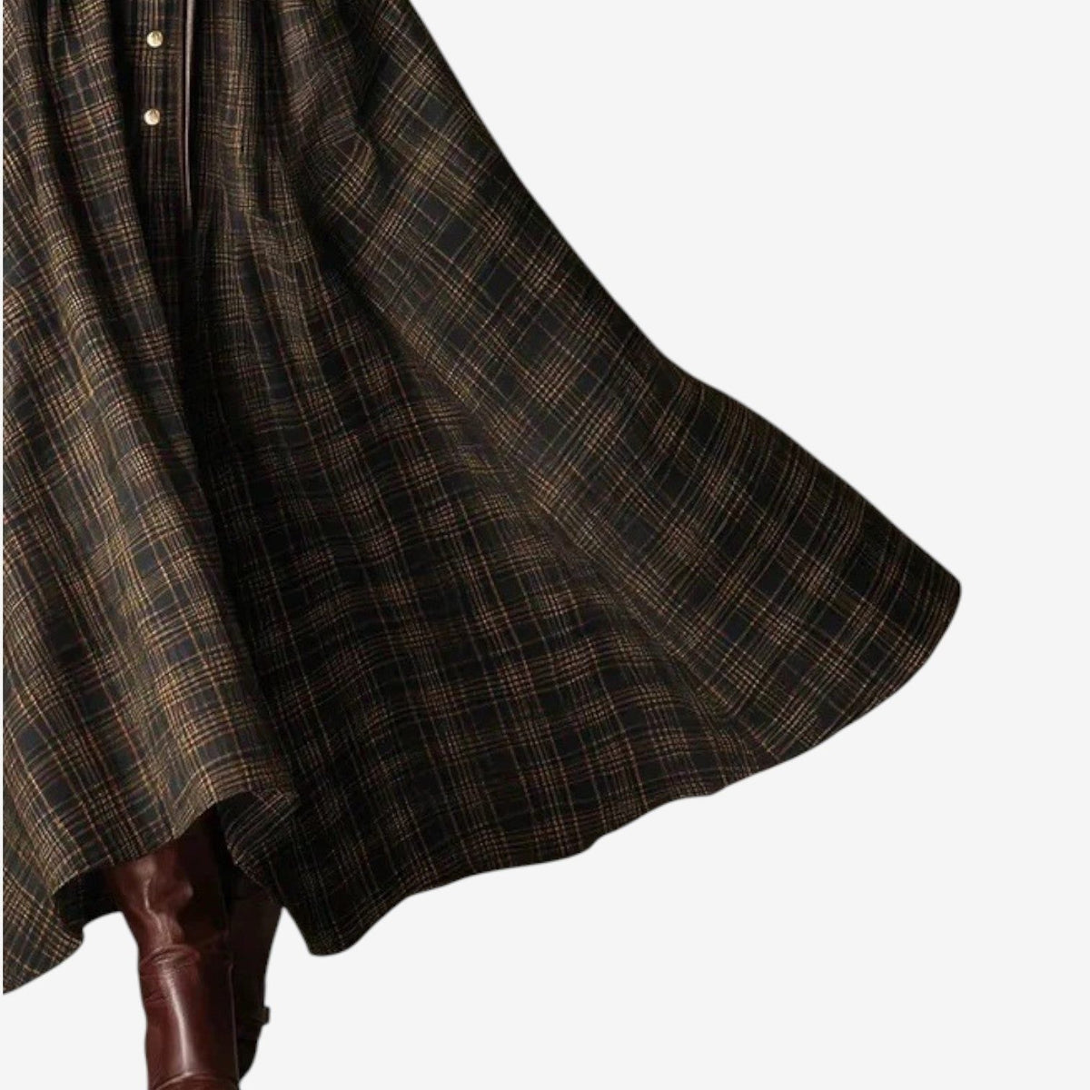 Violante | Plaid A-Line Maxi Dress with Long Sleeves for Women