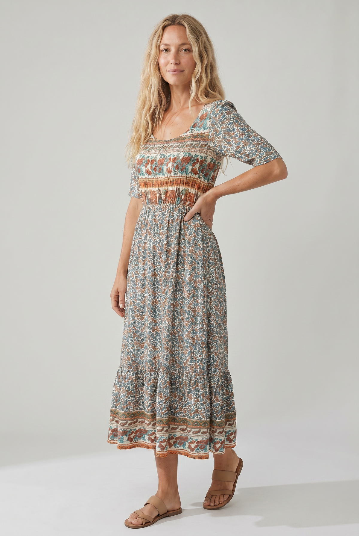 Alaia | Boho Print A-Line Midi Dress for Women