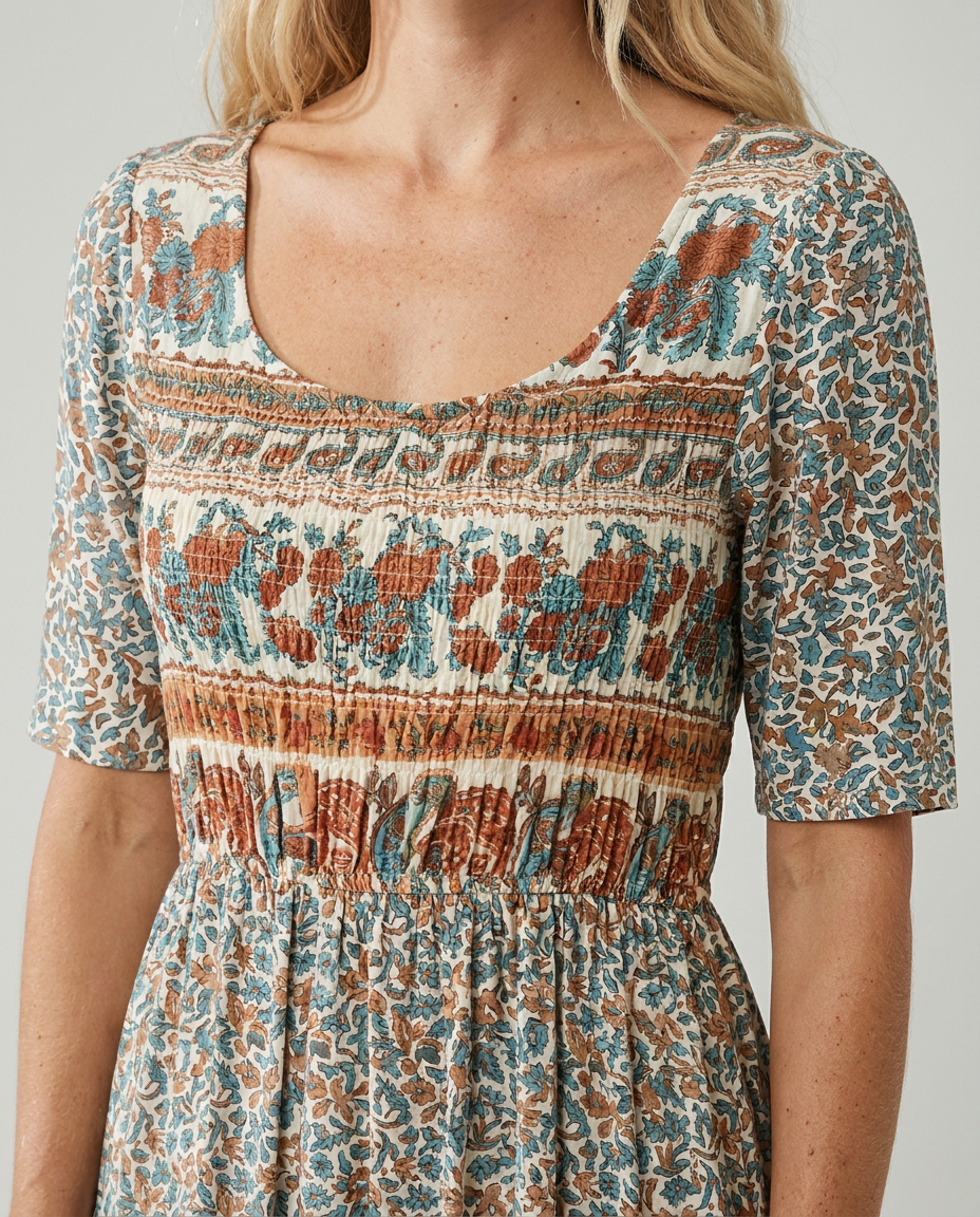 Alaia | Boho Print A-Line Midi Dress for Women