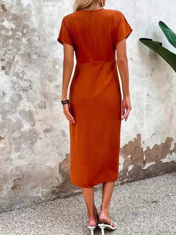 Chloe | Wrap V-Neck Midi Wedding Guest Dress