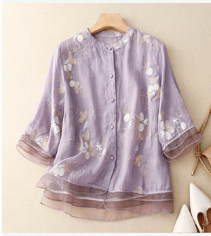 Lucetta | Floral Linen Blouse for Women