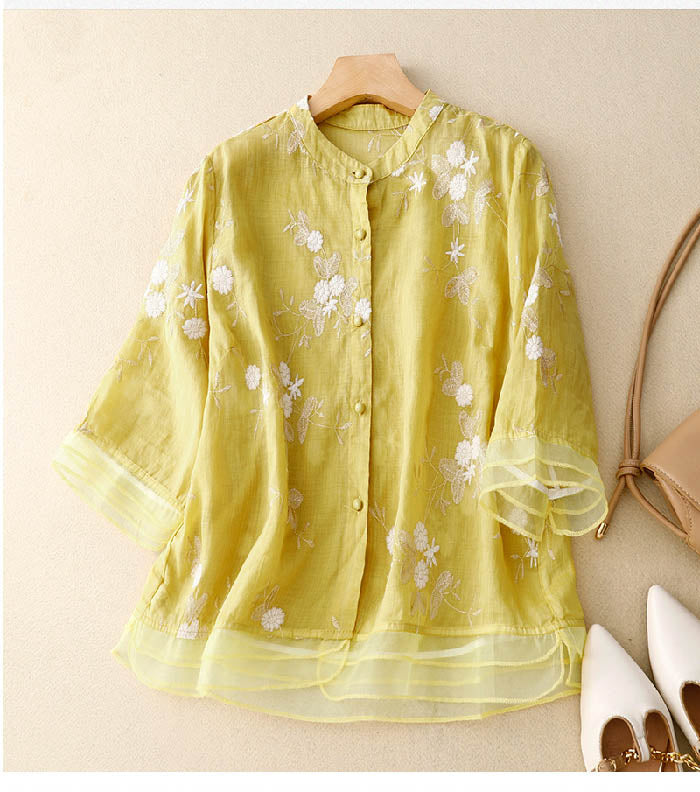 Lucetta | Floral Linen Blouse for Women