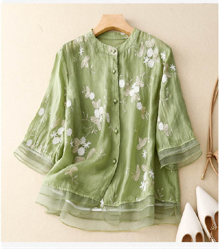 Lucetta | Floral Linen Blouse for Women