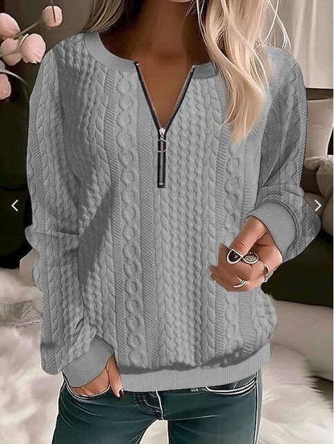 Zoe | Cable Knit Cropped Half-Zip Sweater for Women